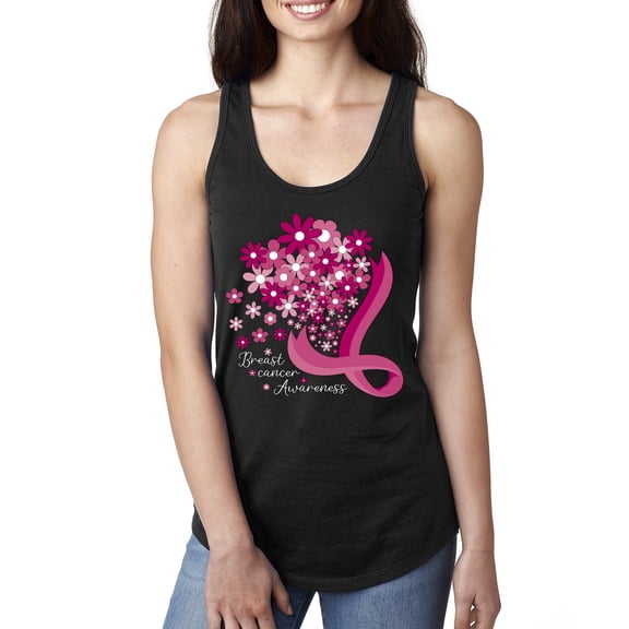 Wild Bobby Breast Cancer Awareness Flowers Breast Cancer Awareness Women Racerback Tank Top, Black, Small