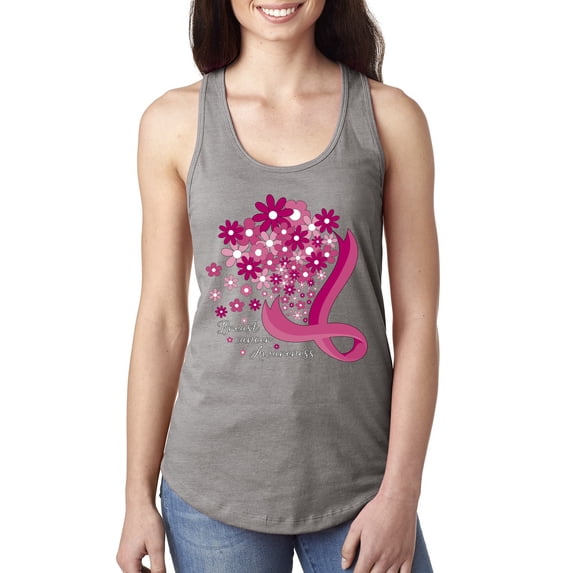 Wild Bobby Breast Cancer Awareness Flowers Breast Cancer Awareness Women Racerback Tank Top, Heather Grey, Medium