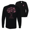 thumbnail image 1 of Wild Bobby Breast Cancer Awareness Front and Back Pink Tree Words of Encouragement Breast Cancer Awareness Front and Back Mens Long Sleeve Shirt, Black, Small, 1 of 5