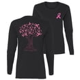 thumbnail image 1 of Wild Bobby Breast Cancer Awareness Front and Back Pink Tree Words of Encouragement Breast Cancer Awareness Front and Back Womens Graphic Long Sleeve T-Shirt, Black, Small, 1 of 5