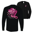 thumbnail image 1 of Wild Bobby Breast Cancer Awareness Front and Back Flowers Breast Cancer Awareness Front and Back Mens Long Sleeve Shirt, Black, Small, 1 of 5