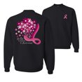 thumbnail image 1 of Wild Bobby Breast Cancer Awareness Front and Back Flowers Breast Cancer Awareness Front and Back Unisex Crewneck Sweatshirt, Black, Small, 1 of 5