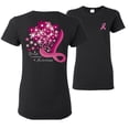 thumbnail image 1 of Wild Bobby Breast Cancer Awareness Front and Back Flowers Breast Cancer Awareness Front and Back Womens Graphic T-Shirt, Black, Small, 1 of 5