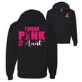 thumbnail image 1 of Wild Bobby Breast Cancer Awareness I Wear Pink for My Aunt Front and Back Graphic Zip Up Hoodie Sweatshirt, Black, Small, 1 of 6