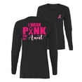 thumbnail image 1 of Wild Bobby Breast Cancer Awareness I Wear Pink for My Aunt Front and Back Women Long Sleeve Tee, Black, Small, 1 of 6