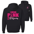 thumbnail image 1 of Wild Bobby Breast Cancer Awareness I Wear Pink for My Mom Front and Back Unisex Hoodie Sweatshirt, Black, Small, 1 of 4