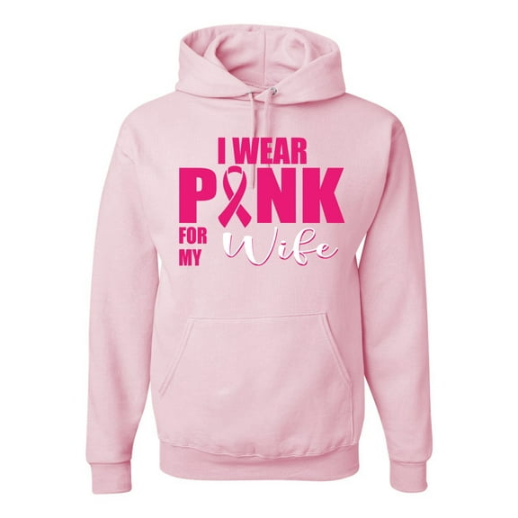 Wild Bobby, Breast Cancer Awareness I Wear Pink for My Wife Unisex Hoodie Sweatshirt, Light Pink, Medium