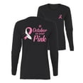 thumbnail image 1 of Wild Bobby Breast Cancer Awareness In October We Wear Pink Front and Back Women Long Sleeve Tee, Black, Small, 1 of 6