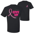 thumbnail image 1 of Wild Bobby Breast Cancer Awareness Never Give Up Fight Cancer Front and Back Unisex Tee , Black, Small, 1 of 4