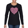 thumbnail image 1 of Wild Bobby, Pink Ribbon Heart, Breast Cancer Awareness, Women Graphic Long Sleeve Tee, Black, Small, 1 of 5