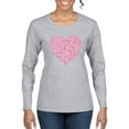 thumbnail image 1 of Wild Bobby Breast Cancer Awareness Pink Ribbon Heart Breast Cancer Awareness Women Graphic Long Sleeve T-Shirt, Heather Grey, X-Large, 1 of 6