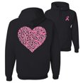 thumbnail image 1 of Wild Bobby, Breast Cancer Awareness Pink Ribbon Heart Front and Back Unisex Hoodie Sweatshirt, Black, Small, 1 of 6