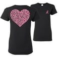 thumbnail image 1 of Wild Bobby Breast Cancer Awareness Pink Ribbon Heart Front and Back Women Tee, Black, Small, 1 of 6