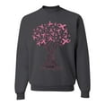 thumbnail image 1 of Wild Bobby Breast Cancer Awareness Pink Tree Words of Encouragement Breast Cancer Awareness Unisex Crewneck Sweatshirt, Charcoal, Large, 1 of 6