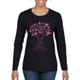thumbnail image 1 of Wild Bobby Breast Cancer Awareness Pink Tree Words of Encouragement Breast Cancer Awareness Women Graphic Long Sleeve Tee, Black, Small, 1 of 6