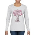 thumbnail image 1 of Wild Bobby Breast Cancer Awareness Pink Tree Words of Encouragement Breast Cancer Awareness Women Graphic Long Sleeve Tee, White, Large, 1 of 6