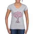 thumbnail image 1 of Wild Bobby Breast Cancer Awareness Pink Tree Words of Encouragement Breast Cancer Awareness Women Standard V-Neck Tee, Heather Grey, XX-Large, 1 of 6