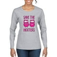 thumbnail image 1 of Wild Bobby Breast Cancer Awareness Save the Hooters 2 Chicks Funny Breast Cancer Awareness Women Graphic Long Sleeve T-Shirt, Heather Grey, X-Large, 1 of 6