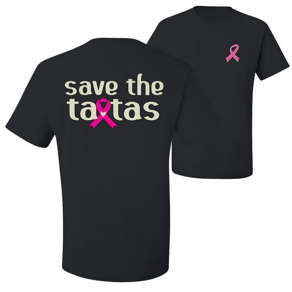 Wild Bobby Breast Cancer Awareness Save the Tatas Survivor Front and Back Unisex Tee , Black, Small