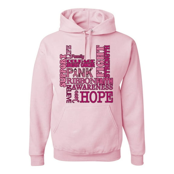 Wild Bobby Breast Cancer Awareness Words of Encouragement Distressed Breast Cancer Awareness Unisex Hoodie Sweatshirt, Light Pink, 3X-Large