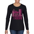 thumbnail image 1 of Wild Bobby Breast Cancer Awareness Words of Encouragement Distressed Breast Cancer Awareness Women Graphic Long Sleeve Tee, Black, Small, 1 of 6