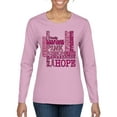 thumbnail image 1 of Wild Bobby Breast Cancer Awareness Words of Encouragement Distressed Breast Cancer Awareness Women Graphic Long Sleeve Tee, Light Pink, Large, 1 of 6
