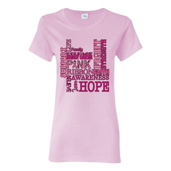 Wild Bobby Breast Cancer Awareness Words of Encouragement Distressed Breast Cancer Awareness Women Graphic Tee, Light Pink, 3X-Large