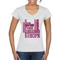 thumbnail image 1 of Wild Bobby Breast Cancer Awareness Words of Encouragement Distressed Breast Cancer Awareness Women Standard V-Neck Tee, White, Small, 1 of 6