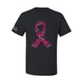 thumbnail image 1 of Wild Bobby, Breast Cancer Ribbon Love Hope USA Flag Sleeve Breast Cancer Awareness Unisex Tee, Black, Small, 1 of 7