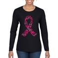 thumbnail image 1 of Wild Bobby Breast Cancer Ribbon Love Hope USA Flag Sleeve Breast Cancer Awareness Women Graphic Long Sleeve T-Shirt, Black, Small, 1 of 6
