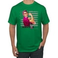 thumbnail image 1 of Wild Bobby, Breast Cancer Survivor Distressed American Flag, Breast Cancer Awareness, Men's Graphic Tees, Kelly, 3XL, 1 of 3