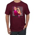 thumbnail image 1 of Wild Bobby, Breast Cancer Survivor Distressed American Flag, Breast Cancer Awareness, Men's Graphic Tees, Maroon, 5XL, 1 of 3