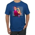 thumbnail image 1 of Wild Bobby, Breast Cancer Survivor Distressed American Flag, Breast Cancer Awareness, Men's Graphic Tees, Royal, 5XL, 1 of 3