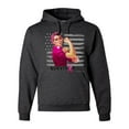 thumbnail image 1 of Wild Bobby, Breast Cancer Survivor Distressed American Flag, Breast Cancer Awareness, Unisex Graphic Hoodie Sweatshirt, Heather Black, Large, 1 of 3