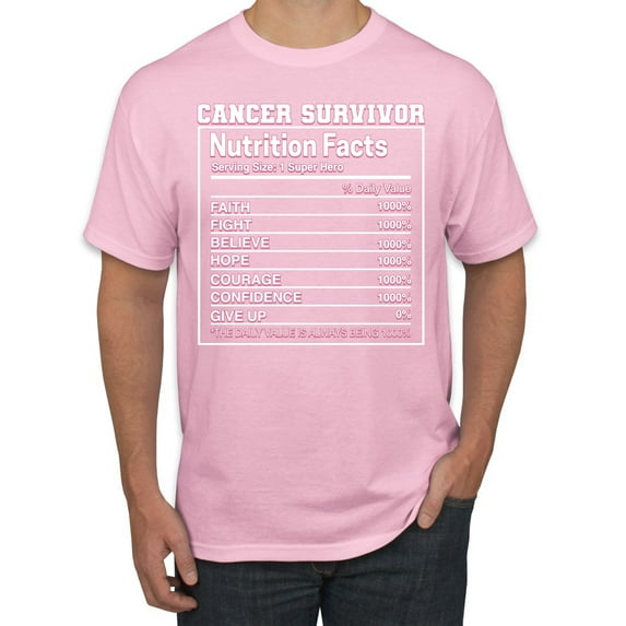 Wild Bobby Breast Cancer Survivor Nutrition Facts Breast Cancer Awareness Men Tee, Light Pink, 3X-Large