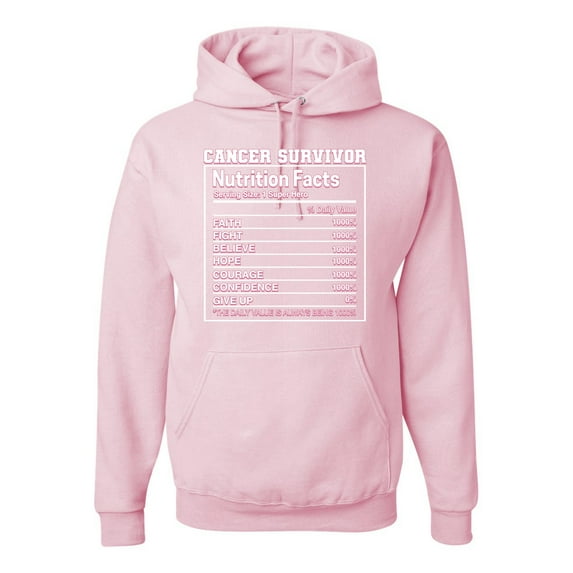Wild Bobby Breast Cancer Survivor Nutrition Facts Breast Cancer Awareness Unisex Hoodie Sweatshirt, Light Pink, 3X-Large