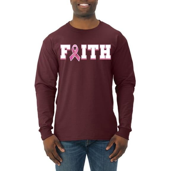 Wild Bobby Breast Cancer Survivor Nutrition Facts Pocket Breast Cancer Awareness Men Long Sleeve Shirt, Maroon, Small