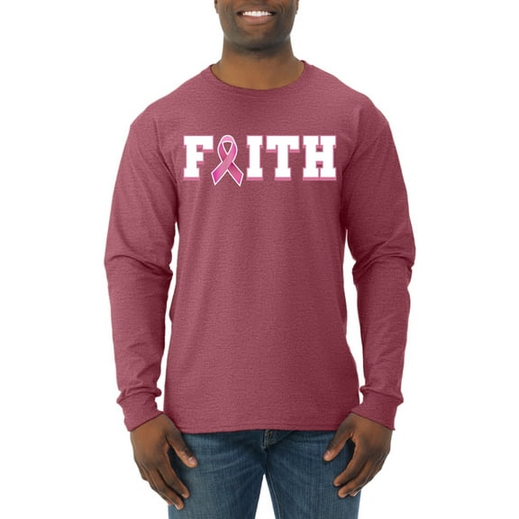 Wild Bobby Breast Cancer Survivor Nutrition Facts Pocket Breast Cancer Awareness Men Long Sleeve Shirt, Vintage Heather Red, Medium