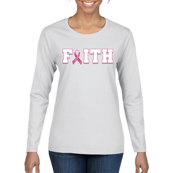 Wild Bobby Breast Cancer Survivor Nutrition Facts Pocket Breast Cancer Awareness Women Graphic Long Sleeve Tee, White, Large