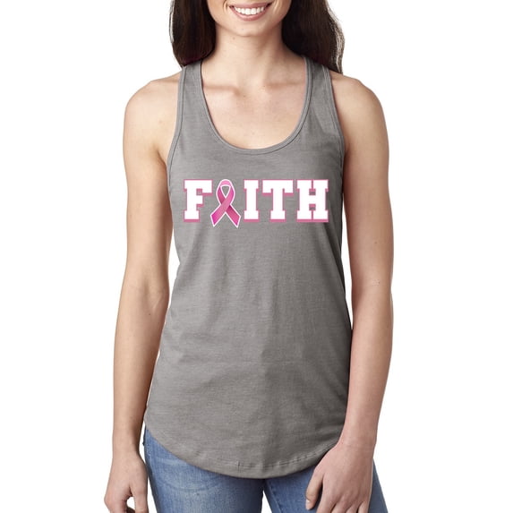 Wild Bobby Breast Cancer Survivor Nutrition Facts Pocket Breast Cancer Awareness Women Racerback Tank Top, Heather Grey, Large