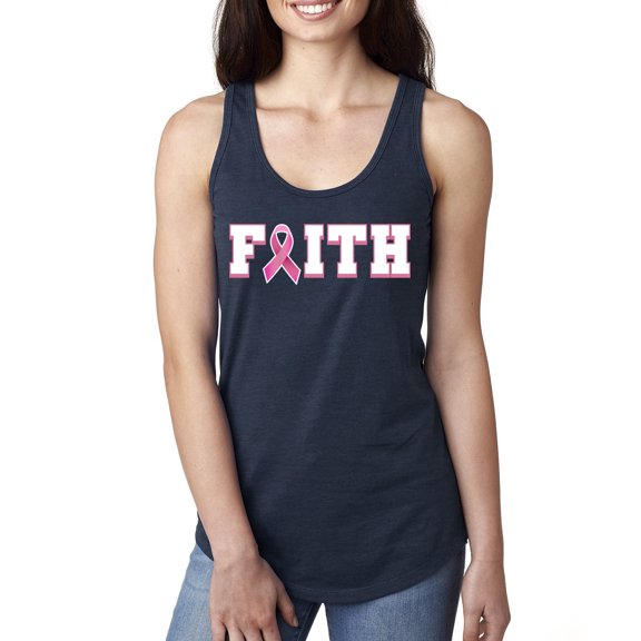 Wild Bobby Breast Cancer Survivor Nutrition Facts Pocket Breast Cancer Awareness Women Racerback Tank Top, Navy, X-Large