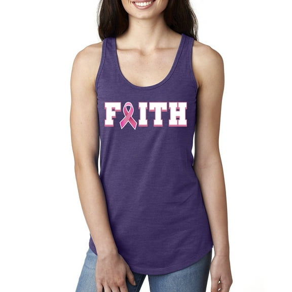 Wild Bobby Breast Cancer Survivor Nutrition Facts Pocket Breast Cancer Awareness Women Racerback Tank Top, Purple Rush, Medium