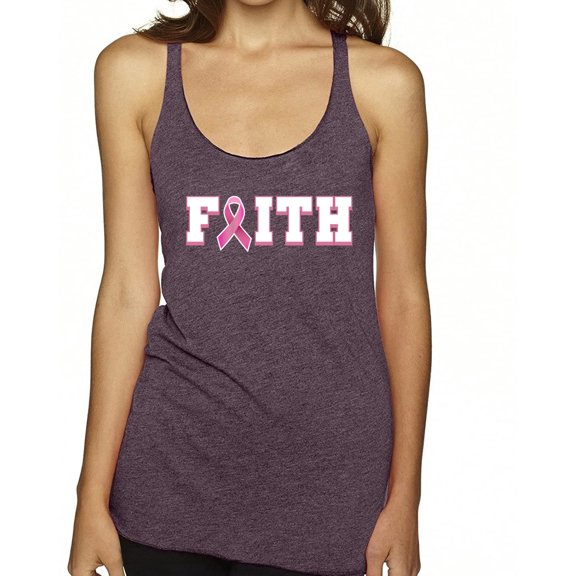 Wild Bobby Breast Cancer Survivor Nutrition Facts Pocket Breast Cancer Awareness Women Tri-Blend Racerback Tank Top, Purple Vintage, Large