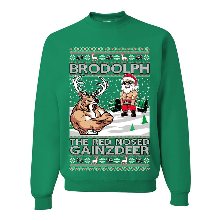 Brodolf The Red Nose Gainzdeer Gym Ugly Christmas Sweater Brodolf The Red Nose Gainzdeer Gym Ugly Christmas Sweater
