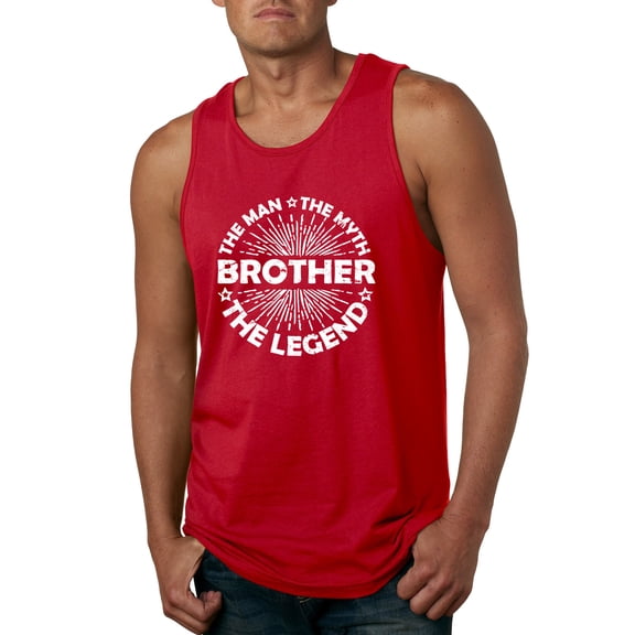 Wild Bobby, Brother Man Myth Legend Funny Dad, Father's Day, Men Graphic Tank Top, Red, Medium