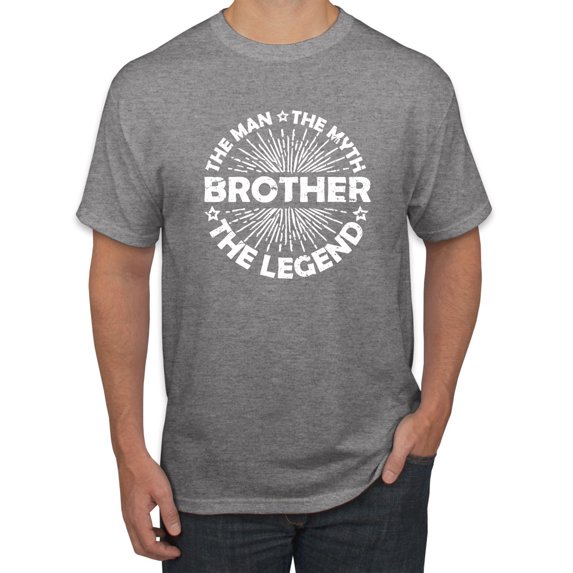 Wild Bobby, Brother Man Myth Legend Funny Dad, Father's Day, Men Graphic Tee, Heather Grey, 3X-Large