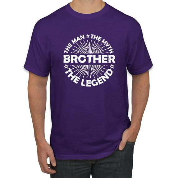 Wild Bobby, Brother Man Myth Legend Funny Dad, Father's Day, Men Graphic Tee, Purple, Large