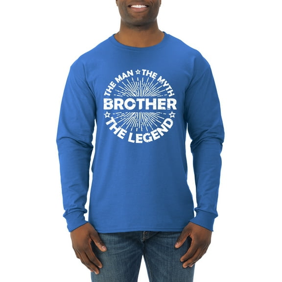 Wild Bobby, Brother Man Myth Legend Funny Dad, Father's Day, Men Long Sleeve Shirt, Royal, Large