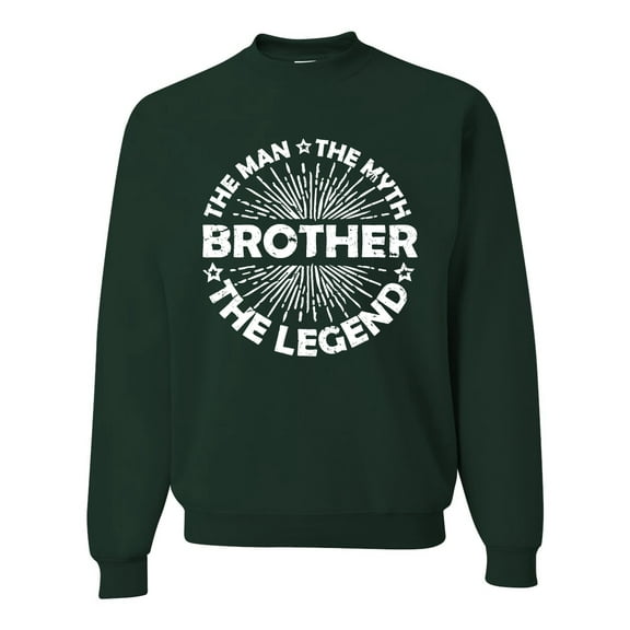 Wild Bobby, Brother Man Myth Legend Funny Dad, Father's Day, Unisex Crewneck Graphic Sweatshirt, Forest Green, X-Large