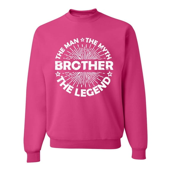 Wild Bobby, Brother Man Myth Legend Funny Dad, Father's Day, Unisex Crewneck Graphic Sweatshirt, Fuschia, Small